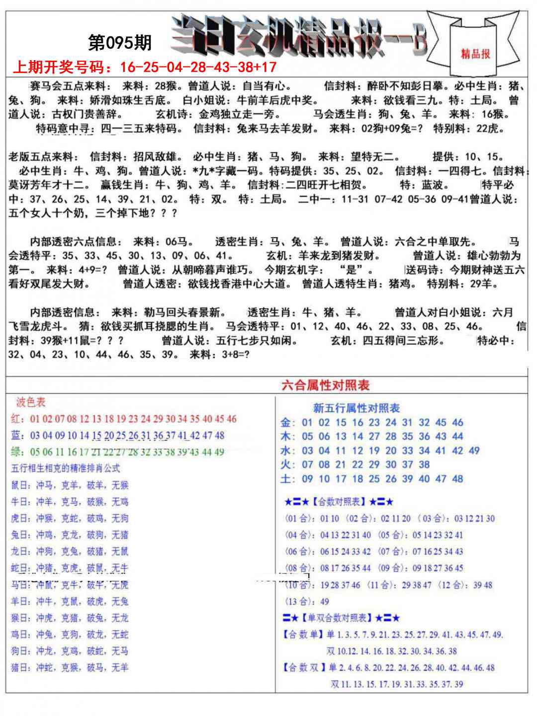 095期当日玄机精品报B[图]